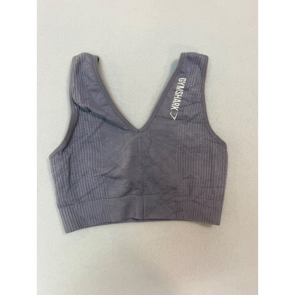 Gymshark Ribbed Seamless V Neck Bralette XS Purple Low Impact Sports Bra
